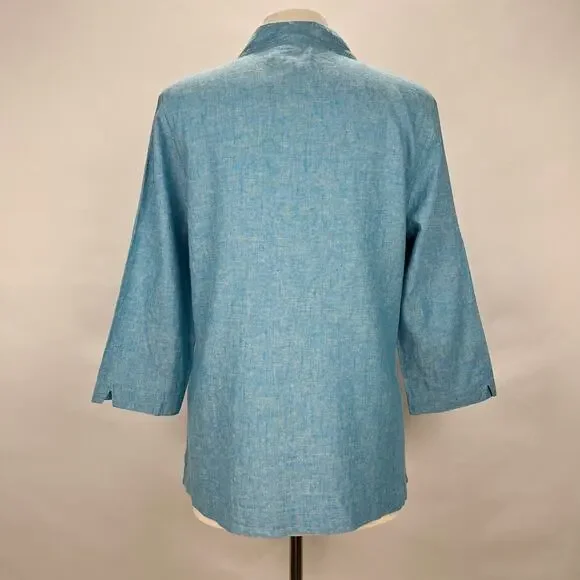 NWT VTG NORM THOMPSONBlue Linen & Cotton Blend Lightweight BlazerWomen's